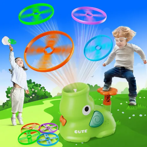 CPSYUB Lanzador de disco volador para exteriores, juguetes de brinco para niños de 3, 4, 5, 6, 7, 8, 9, 10 años, juego de atrapar mariposas y