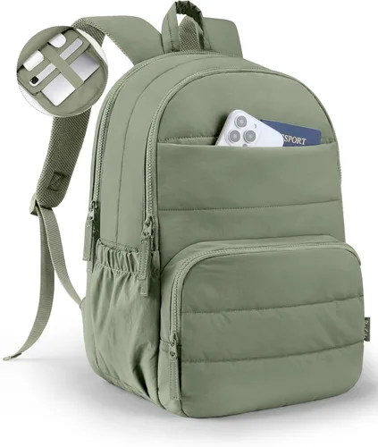 Miniatura 7 de Mochila de viaje Uselike para mujeres, mochila para portátil de 15.6 pulgadas, mochila universitaria acolchada, mochilas de trabajo bonitas, Beige