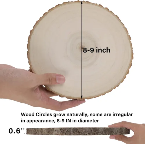 Miniatura 2 de Sancodee 8 piezas de rodajas de madera grandes sin acabar, tablas de madera de 8-9 pulgadas para centros de mesa, círculos de madera natural