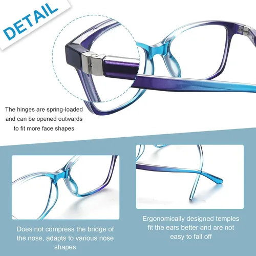 Miniatura 3 de Paquete de 4 lentes de lectura progresivos multienfoque para mujeres y hombres, bisagra de resorte, bloqueo de luz azul, lectores Mezcla