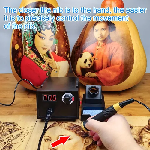 Miniatura 3 de FIRElood Herramienta de Combustión de Madera, Kit de Pluma de Combustión de Madera 25~750℃, Kit Profesional de Combustión de Madera, con Termómetro
