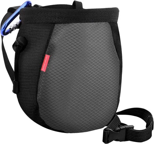 Miniatura 11 de Rhino Valley Bolsa de tiza para escalar, sin fugas, con cordón, con cinturón ajustable, clip de mosquetón y bolsillos con cremallera, bolsa de tiza