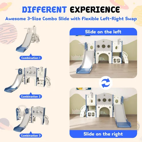 Miniatura 5 de GITAWUSA Juego de tobogán para niños pequeños 8 en 1, juego de juego para interiores y exteriores para niños de 1, 2 y 3 años, tobogán para escalar