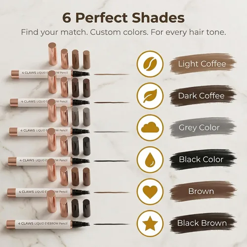 Miniatura 4 de Lápiz líquido de cejas de 4 garras, 6 colores, efecto microblading de aspecto natural impermeable, herramienta de maquillaje profesional con punta