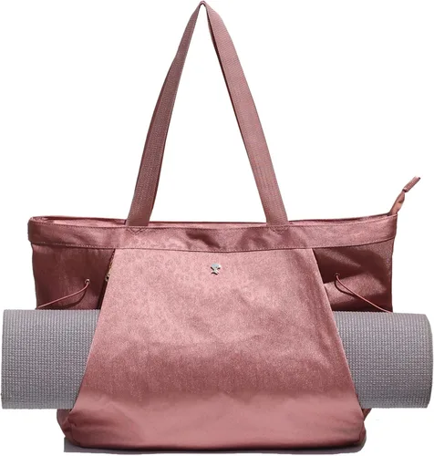 Miniatura 23 de ESVAN Bolsa de yoga para mujer, bolsas de hombro con cordón para oficina, entrenamiento, viajes, transporte, pilates, gimnasio y playa Púrpura