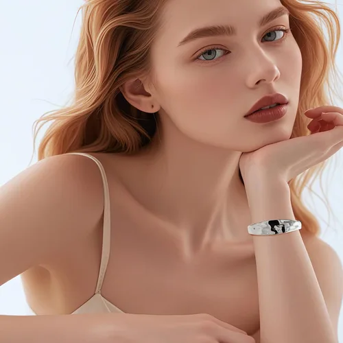 Miniatura 2 de Brazalete grueso de plata de ley estilo vintage con textura martillada estilo declaración, pulseras abiertas para mujer