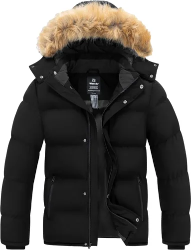 Miniatura 8 de wantdo Abrigo de invierno con capucha para hombre, chaqueta acolchada impermeable, cálida chaqueta de invierno