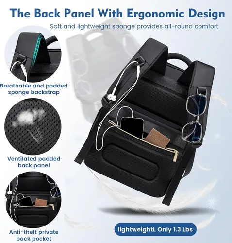 Miniatura 7 de Mochila Refrigeradora Lonchera Mochilas de Doble Piso Caja de Almuerzo, Mochilas Aisladas Bolsas Refrigeradoras de Almuerzo, Lonchera Liviana a Negro