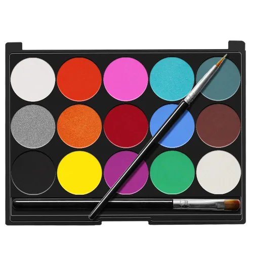 Kit de pintura facial – 15 colores vibrantes de maquillaje a base de agua | No tóxico, lavable e hipoalergénico para niños y adultos | Halloween,