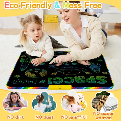 Miniatura 6 de Tableta de escritura LCD 2 en 1 de 16 pulgadas para niños con parte trasera magnética de pizarra blanca, tablero de dibujo y aprendizaje de doble