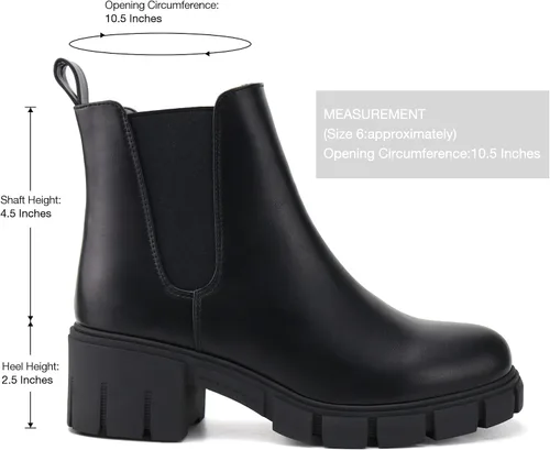 Miniatura 2 de starmerx Botines de plataforma para mujer, botas Chelsea elásticas, tacón medio, botines sin cordones