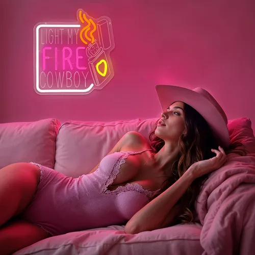 Miniatura 6 de Señal de neón COWBOY de LIGHT MY FIRE, letreros de neón para decoración de pared del Día de San Valentín, luces de neón acrílico regulables