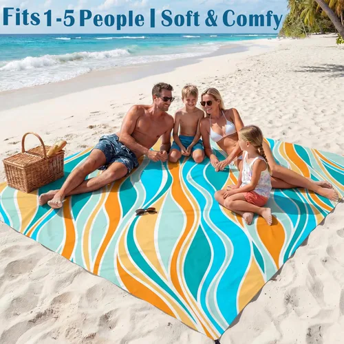Miniatura 126 de Famstar Beach Blanket Oversized Extra Large 78"X81"/10'X9',Waterproof Sandproof Beach Blanket 2-8 Adults Lightweight Durable for Travel Camping