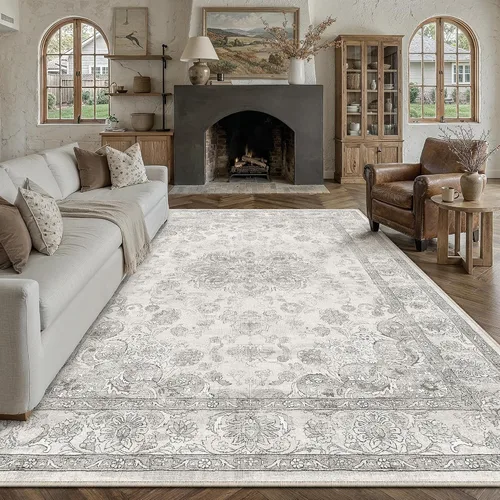 Miniatura 57 de PureCozy - Alfombra de área beige de 8 x 10, lavable, vintage, alfombra para sala de estar, dormitorio, gran alfombra suave retro de pelo bajo