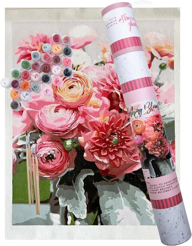Miniatura 13 de Pink Picasso Kit de Pintura Floral Botánica por Números para Adultos y Adolescentes Juegos de Kits de Pintura Acrílica DIY en Lienzo 16x20