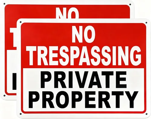 2 paquetes de señales de no trespassing de propiedad privada – 10x7 pulgadas de aluminio libre de óxido, impreso con UV, recubrimiento reflectante,