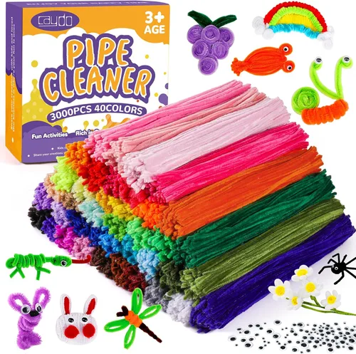Miniatura 10 de Caydo 2600 piezas de limpiapipas a granel para flores, 40 colores surtidos, tallos de chenilla para proyectos creativos de arte y manualidades