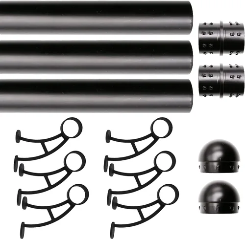 Miniatura 17 de Kit de riel de pie de montaje en barra sólida, tubo de acero inoxidable negro mate con conector interno, soporte de riel de pie de montaje en barra