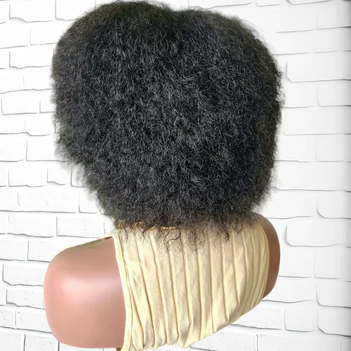 Miniatura 4 de Peluca afro Kinky Peluca afro rizada Pelucas de cabello realista 4c 4b soplado para mujeres negras (1 B)