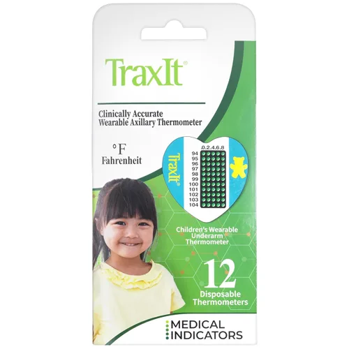 Miniatura 10 de Adhesivo para termómetro de axilas para niños, bebés de más de 6 meses (paquete de 12 unidades, Celsius), se puede llevar hasta 48 horas
