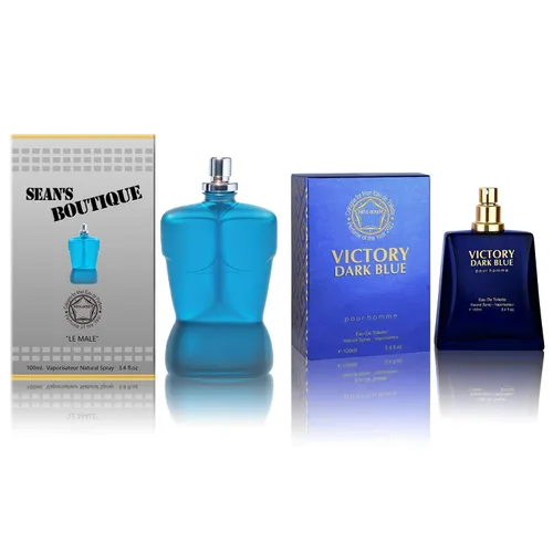 Miniatura 22 de Set de regalo de perfume para hombre, EDP, paquete de 2 (3.4 oz / 3.4 fl oz cada uno), Amazing Code Gold, AQUA DE EP BLUE, ámbar picante y azul