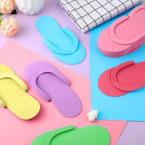 Miniatura 6 de Geyoga 48 pares de pantuflas desechables de pedicura de espuma, desechables, para spa, pedicura, para mujeres, salón de manicura, spa (coloridas)