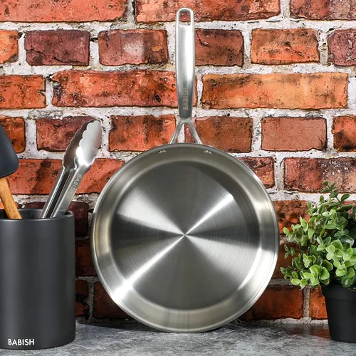 Miniatura 4 de Babish Sartén de Acero Inoxidable de Tres Capas de 10 Pulgadas – Sartén Profesional para Sellar, Saltear y Cocinar Cotidianamente
