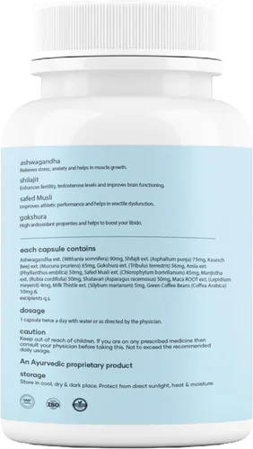Miniatura 8 de mars by GHC Natural Surge Max Caps Alimentado con Shilajit, Safed Musli y Gokshura Bienestar general - Paquete de 1 60 cápsulas