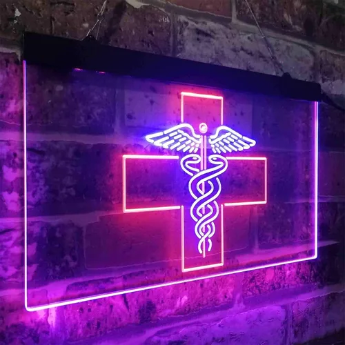 Miniatura 3 de ADVPRO Medical Cross Dispensary Snake Dual Color LED Neon Sign Azul y Rojo 12 x 8 pulgadas st6s32-i3901-br