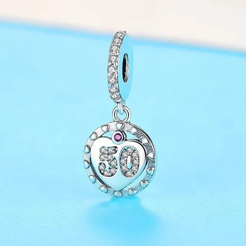 Miniatura 2 de Eternalll - Abalorio de plata de ley 925 con número 21, 30, 40, 50, 60, 925, para pulseras Pandora