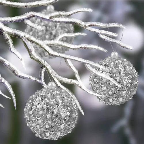 Miniatura 3 de Bolas de adorno de Navidad colgantes de 10.8 cm plateadas inastillables, juego de 4 unidades para árboles de Navidad y decoración festiva Plata