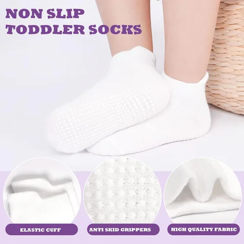 Miniatura 3 de SkiBeaut 12 pares de calcetines antideslizantes para niños y niñas con agarres, calcetines antideslizantes para niños pequeños de 1 a 7 años