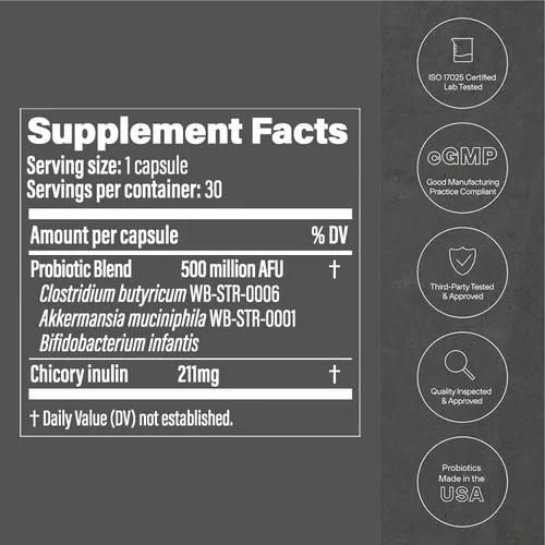 Miniatura 4 de GLP-1 Probiotic 30 cápsulas – Probiótico multicepa AFU 500M + prebiótico, apoya naturalmente la producción de GLP-1 y el apetito de frenado