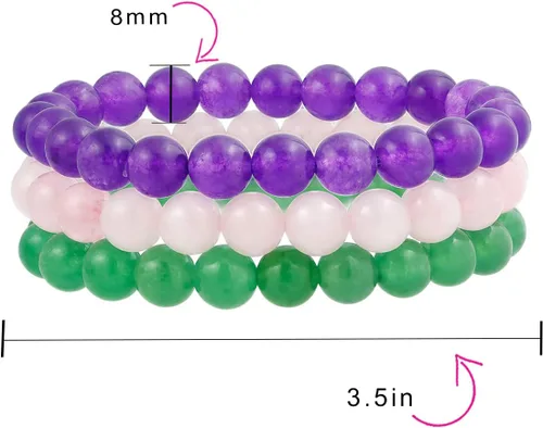 Miniatura 59 de Bling Jewelry Juego de 3 pulseras elásticas unisex apilables con cuentas redondas de 0.315 pulgadas para mujeres, adolescentes y hombres, multihebra