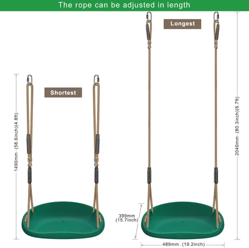 Miniatura 5 de BeneLabel Paquete de 2 Asientos de Columpio de Servicio Pesado de Capacidad de 500 Libras con Tabla de Asiento Más Ancha y Cuerda Ajustable