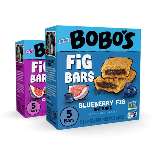 Bobo's Variedad de barras de higo, 10 originales y 10 arándanos, ingredientes simples, avena integral, a base de plantas, sin OMG, barras de