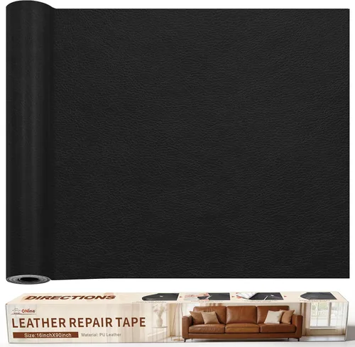 Miniatura 40 de Cinta de reparación de piel de 3 x 60 pulgadas, parche autoadhesivo de reparación de piel para sofás, muebles, asiento del conductor (color negro)