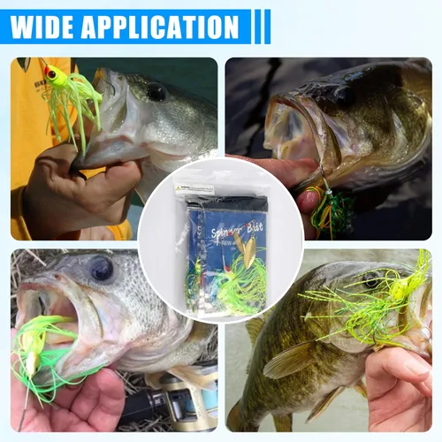 Miniatura 6 de Señuelos de pesca Spinnerbaits, 6/12 piezas de señuelos de pesca de lubina, cebos giratorios sin hierbas, señuelos para lubos, cebos de lucio, pesca