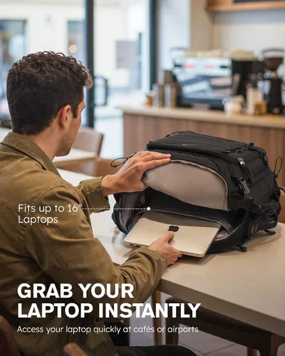 Miniatura 3 de Tolaccea Mochila de Viaje Carry On 40L, Mochila para Laptop con 3 Cubos de Embalaje, Bolsa de Lona Aprobada para Vuelos para Hombres y Mujeres, Negro