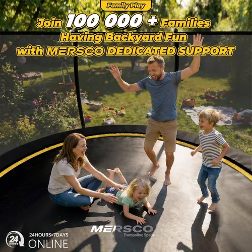 Miniatura 8 de Mersco Trampolín para exteriores de 10 pies, 12 pies, 14 pies, con recinto y escalera, cama elástica recreativa aprobada por ASTM para niños