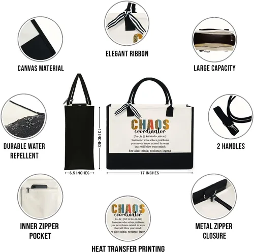 Miniatura 2 de Regalo para mujeres, mamá, profesora, regalos de cumpleaños para jefa, amiga, compañera de trabajo, bolsa de lona de 13 onzas con cremallera
