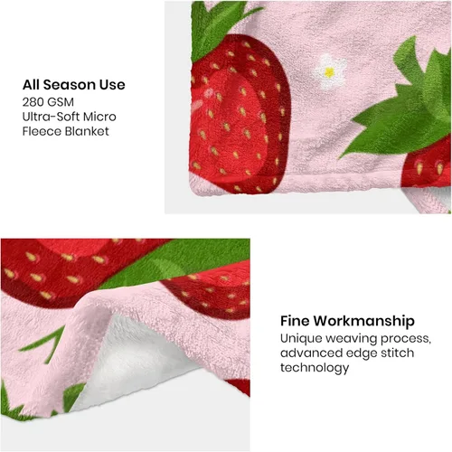 Miniatura 6 de Manta de fresa rosa para niñas, manta suave y ligera de fresa para sofá cama, viajes, camping, idea de regalo, 50x60 pulgadas Rosa Starryberry