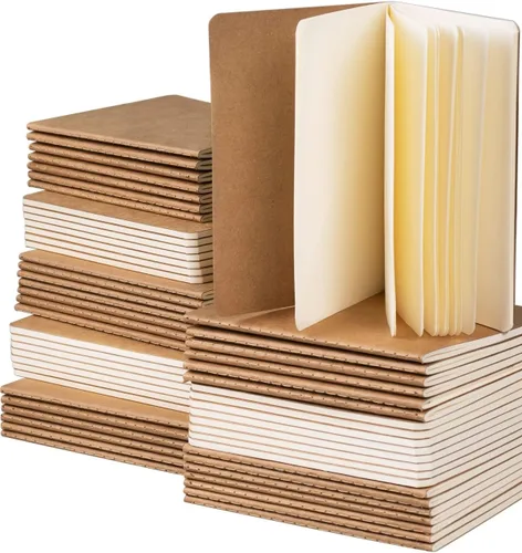 Cuaderno pequeño a granel, 60 paquetes, diario de bolsillo en blanco A6 (4.25 x 5.5 pulgadas), blocs de notas de papel kraft para niños, aula, 60