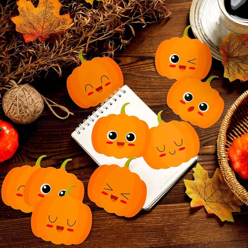 Miniatura 3 de Eaasty 200 piezas de recortes de calabaza de papel para decoración de tablón de anuncios de otoño de calabaza troqueladas para Halloween, otoño