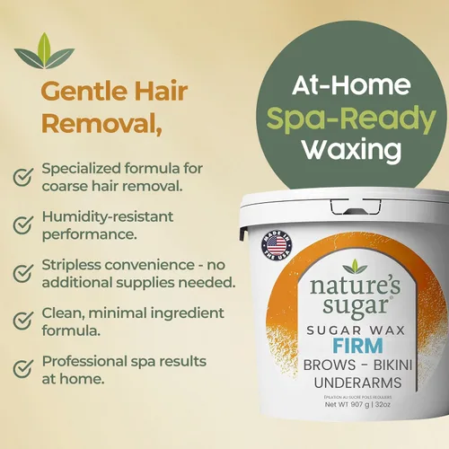 Miniatura 8 de Nature’s Sugar Pasta de Cera de Azúcar Firme para Depilación de Pelo Grueso - Cejas, Axilas y Bikini – Suave Sin Tiras para Cuerpo, Cara y Todo Tipo