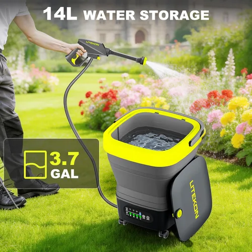 Miniatura 4 de LITEKON Lavadora a Presión Portátil Inalámbrica, Máx 750PSI, Batería 2x5.0Ah, Eléctrica de 4 Presión Ajustable con Tanque de 4.5Gal, Manguera