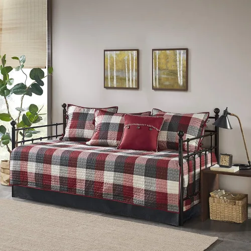 Miniatura 16 de Madison Park Ridge - Juego de funda para sofá cama, diseño reversible con estampado de espiga a cuadros estilo cabaña rústica, ropa de cama de lujo