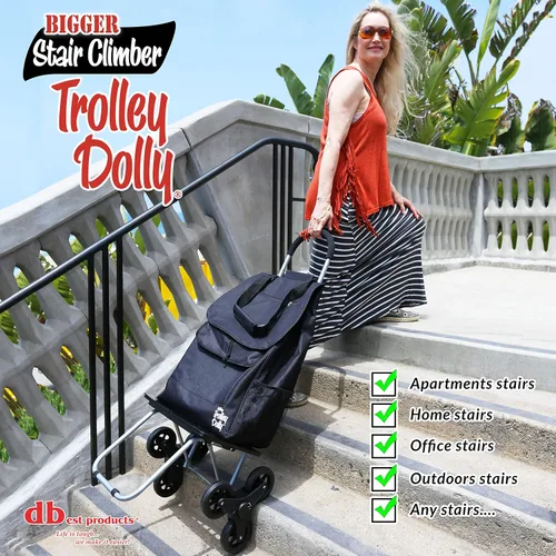 Miniatura 6 de dbest products - Carro de compras más grande para escaleras Trolley Dolly, plegable para compras de comestibles, color negro, apto