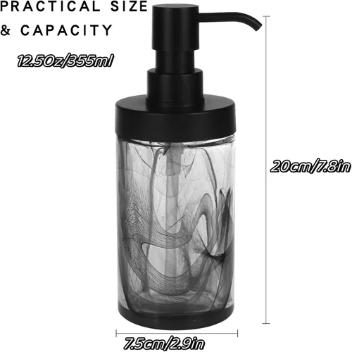 Miniatura 5 de Dispensador de jabón, dispensador de jabón de manos de vidrio abierto de 12.5 onzas, dispensador de jabón de manos para baño y cocina, dispensador