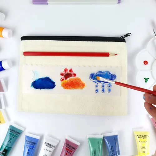Miniatura 6 de Koolmox 20 bolsas de lona beige con cremallera negra, bolsa de artículos de tocador de lona de algodón, bolsas de cosméticos lisas a granel